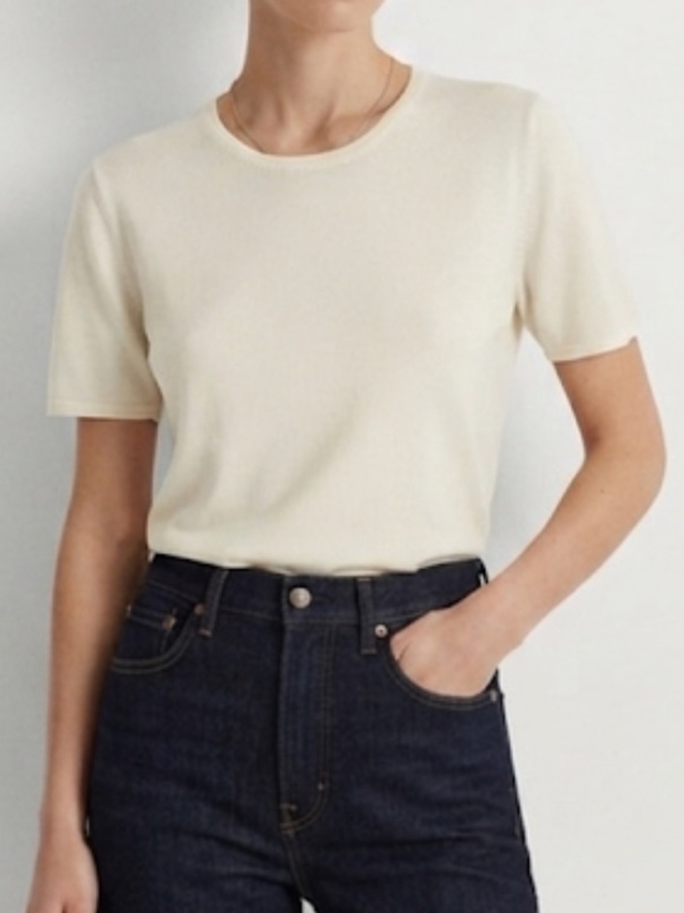 BELFORD Vintage 90’s Silk Blend Cream Short Sleeve Sweater Top Small